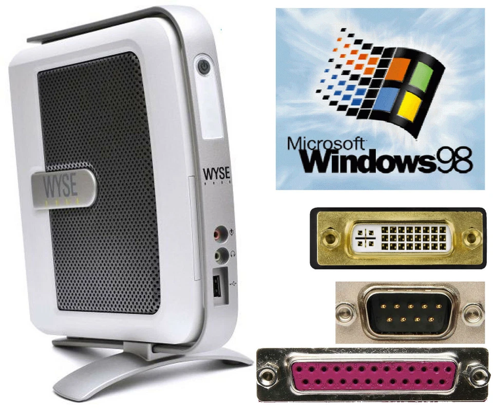 Ordenador Wyse V90L Con Windows 98 RS232 Serialport Lpt Paralelo DVI USB #TC60 - Imagen 1 de 1