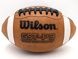 Wilson GST-P3 Collegiate Pattern Practice Football Ball Leather USA Holds Air - Picture 1 of 9
