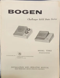 Bogen - TIM12 Intercom System Service Information and Schematic - Picture 1 of 1
