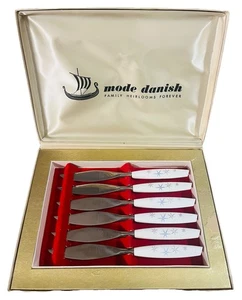 Sheffield England MCM MODE DANISH Atomic Starburst Design Steak Knives Set of 6 - Picture 1 of 7