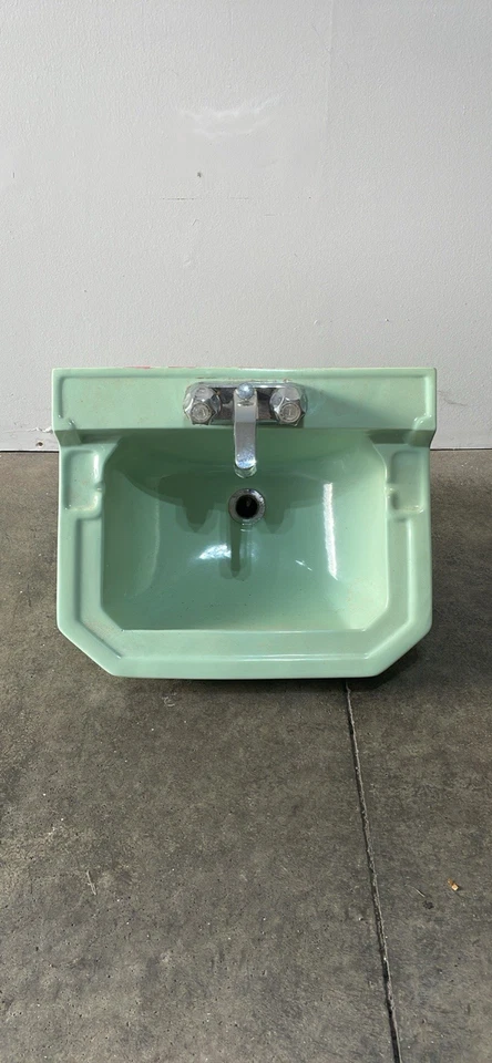 VTG Mid Century Jadeite Green Sink and Faucet Bathroom 1950’s 1960’s Pickup Only - Image 1 of 4