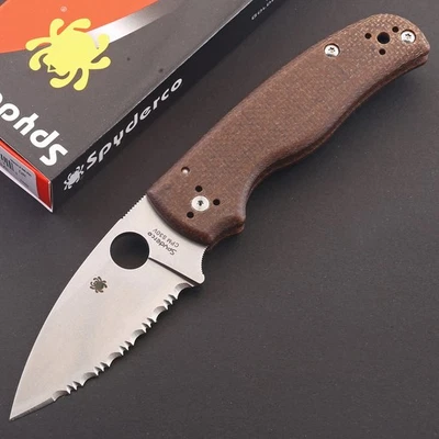Shaman Micarta Handle Serrated Blade Lock Back Tactical Pocket Folding Knife - Image 1 of 4