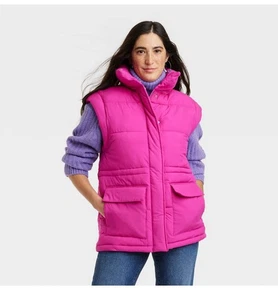 Universal Thread Women's Full Zipper Snap Quilted Puffer Vest Water-Resistant S - Picture 1 of 3