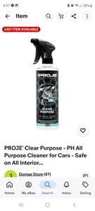 PROJE' Clear Purpose - PH All Purpose Cleaner for Cars - Safe on All Interior... - Picture 1 of 2