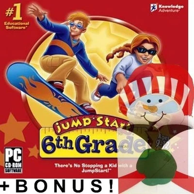 JumpStart 6th Grade Edutainment PC Software + Snowman Gift Box Mailer Bundle New - Image 1 of 4