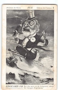 Caricature King Edward VII England w Cigar~PoliticalComic Satire Postcard UK -L4 - Picture 1 of 4