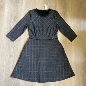 Banana Republic Damenkleid Größe 8P grau schwarz Muster 3/4-Ärmel neu mit Etikett - Bild 1 von 9