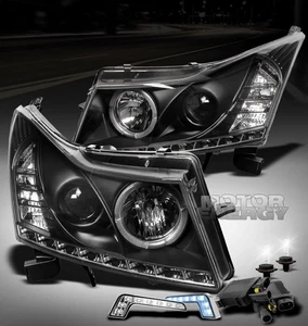 11-14 CHEVY CRUZE HALO LED BLACK PROJECTOR HEAD LIGHT+BLUE DRL+6K HID SET SIGNAL - Bild 1 von 4