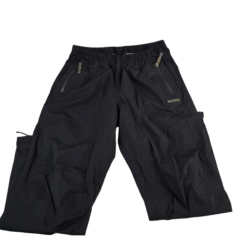 REI Women's Black Nylon Waterproof Outdoor Hiking Pants XL Elastic Waist Zip - Image 1 of 4