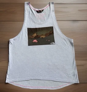 THE NORTH FACE Tank Womens X-Large Light Blue Mountain Graphic Top SUPER RARE!!! - Picture 1 of 8