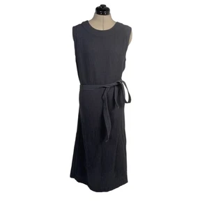 Vestido midi sin mangas de algodón orgánico Faherty Dream Costa talla M gris oscuro con cinturón - Imagen 1 de 10