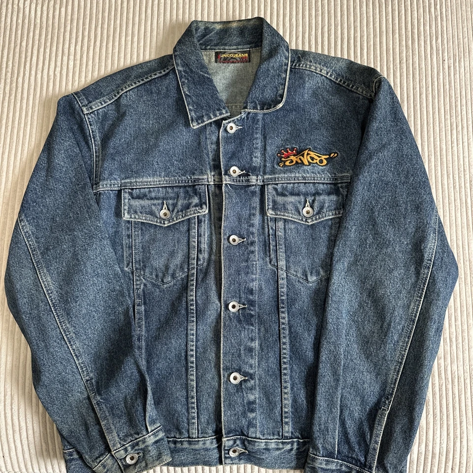 Chaqueta Jeans JNCO Vintage Denim Talla M Bordada Y2K Corona Hip Hop Años 90 Foto 1 de 4