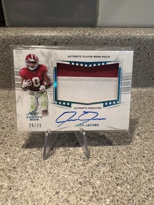 JOSH JACOBS 2019 Leaf Trinity Platinum Spectrum Patch Auto /25 PA-JJ3 - Image 1 of 2