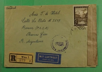 DR WHO AUSTRIA CENSURADO CORREO AÉREO REGISTRADO A ARGENTINA j69647 Foto 1 de 2