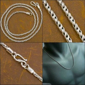 GEWEBTE HANDWERKLICHE SCHLANGENKETTE SEIL HERREN HALSKETTE 925 STERLINGSILBER 22" 26"  - Bild 1 von 11