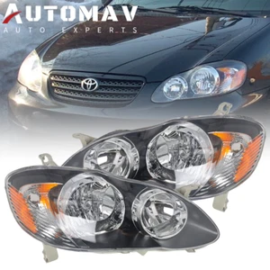 For 2003-2008 Toyota Corolla Headlights Black Housing Lamp Clear Lens Left+Right - Bild 1 von 16