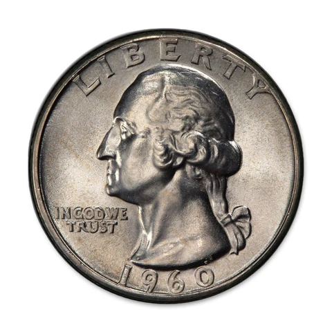 1960 D Washington Silver Quarter 25c BU Brilliant Uncirculated - Strong Detail Cover