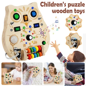Montessori Wooden Busy Board for Toddlers Baby Kids Sensory Activity Board Toy - Picture 1 of 10