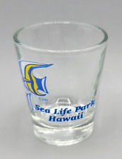 Vintage Sea Life Park, Hawaii Blue Clear Glass Fish Shot Glass Souvenir