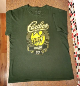 Cariboo Brewing Beer Tee Black BC Canada L LARGE T-SHIRT green short sleeve - Picture 1 of 4