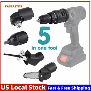 5IN1 Drill Combo Kit Brushless Multi Tool Saw Sander Power Tool Set +2 Batteries - Picture 1 of 13