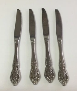 Oneida Silber Renoir Pembrooke Edelstahl Messer 4er Set Floral durchbohrt  - Bild 1 von 2