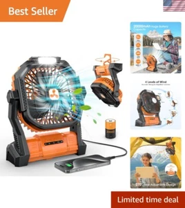 Quiet Multi-Speed Portable Fan with 3 Brightness LED for Camping Adventures - Picture 1 of 9