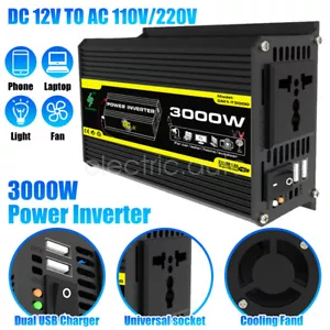 Convertidor de onda sinusoidal modificado inversor de energía para automóvil 3000 W CC 12 V a CA 110 V/220 V - Imagen 1 de 19
