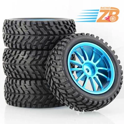 1/10 RC Front & Rear Tires and Wheel Rims 12mm Hex for Tamiya TT02B Buggy Car - Image 1 of 4