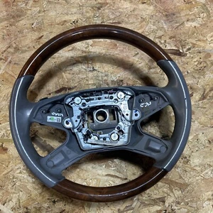 10-13 MERCEDES BENZ E350 W212 WOOD GRAIN GRAY LEATHER STEERING WHEEL - Picture 1 of 14