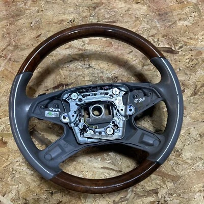 10-13 MERCEDES BENZ E350 W212 WOOD GRAIN GRAY LEATHER STEERING WHEEL - Image 1 of 4