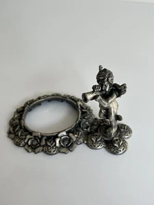 Vintage Metal Cherub Angel Playing Instruments Tea Light Holder Decorative Rare - Picture 1 of 12