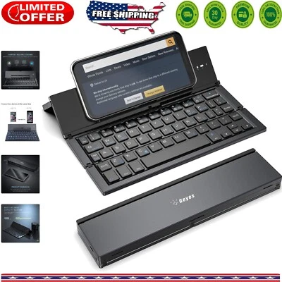 Lightweight Foldable Keyboard for Tablets and Smartphones - Black Aluminum - Image 1 of 4