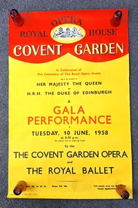 1958 Callas Sutherland Royal Gala poster Royal Opera House Covent Garden ballet - Picture 1 of 1