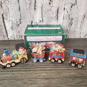 Navidad Choo Choo Animal Train Bisque Porcelana 4 Piezas con Caja De Colección LEER - Imagen 1 de 8