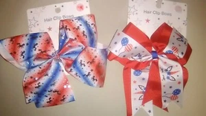 Lot of 2~Red/White/Blue🦄UNICORN~BIG Hair Bow Clip Accessory🎀Midwood Brand 2019 - Picture 1 of 6