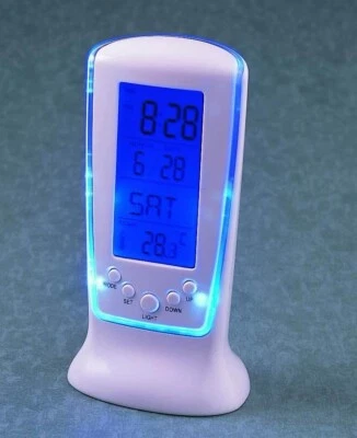 Digital Alarm Clock Calendar Thermometer LED Display Snooze Countdown Music Gift - Image 1 of 4