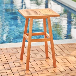 Olina Honey Fish Bone Eucalyptus Wooden Outdoor Side Table - Picture 1 of 5
