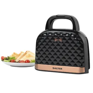 Salter Sandwich Toaster Toastie Maker Machine Handbag Style Rose Gold/Black 750W - Picture 1 of 12