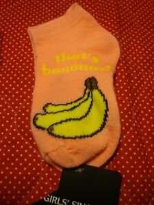  Girl fashion socks size 7-10 Coral with Bananas That's Bananas!   R8
