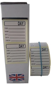 Prepared Food Labels, Food Stickers, Day Dot Stickers 1000 On A Roll 36mm x 36mm - Picture 1 of 9