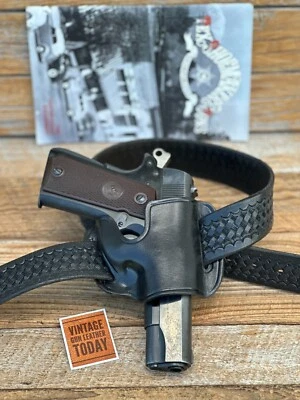 Vintage Tex Shoemaker Black Leather Formed Sling Holster For Colt 45 1911