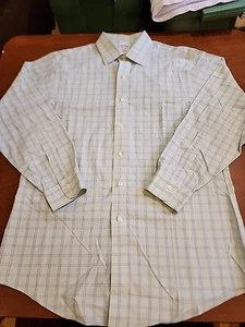 Brooks Brothers Non-Iron Men's 16-33 Slim Fit Blue/Green Dress Shirt EUC. GB22 - Picture 1 of 10