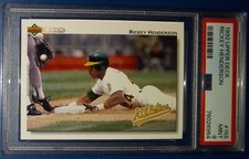MINT PSA 9 RICKEY HENDERSON 1992 UPPER DECK #155 OAKLAND ATHLETICS