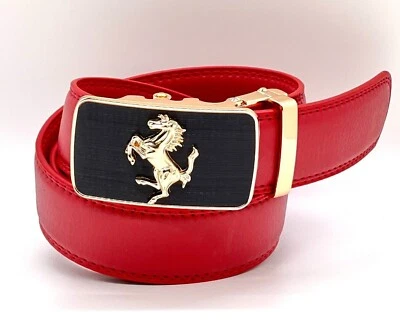 Correas Cinturones Blancos Sin Hoyos Hombres Mujeres Dorado Red Leather Belt New - Image 1 of 4
