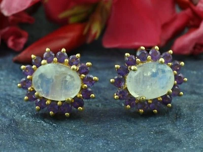 Pendientes, tachuelas naturales de varias piedras preciosas, pendientes de plata de ley 925 para mujer Foto 1 de 4