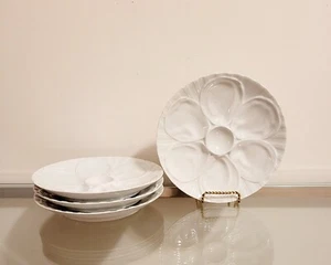 Williams Sonoma Pillivuyt France Porcelain Oyster Plates Set of 4 - Picture 1 of 5