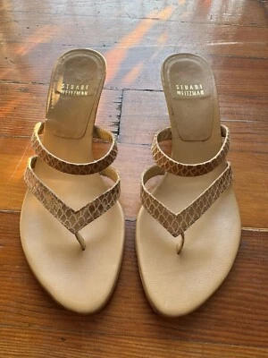 $315 Stuart Weitzman Kitten Heels - Tan Nude Snakeskin NEW Size 5.5 - Image 1 of 4