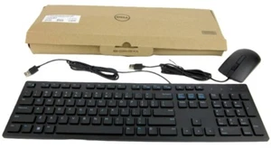 Dell Genuine Slim Wired USB Multimedia Keyboard and Mouse Black KB216-BK-US - Picture 1 of 9