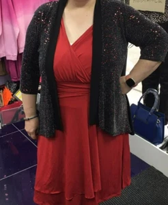 New Silver Black SPARKLY GLITTER Detail STRETCHY PARTY Cardigan PLUS Size 26-28 - Picture 1 of 2